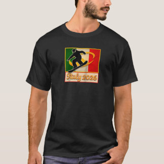 Italy 2026 Snowboarding Vintage Italy Flag 2026 Wi T-Shirt