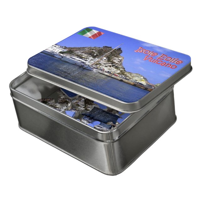 Italy - Aeolian Islands - Volcano - Port - Jigsaw Puzzle (Lid Open)