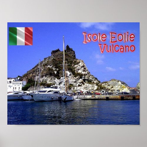 Italy _ Aeolian Islands _ Volcano _ Port _ Poster