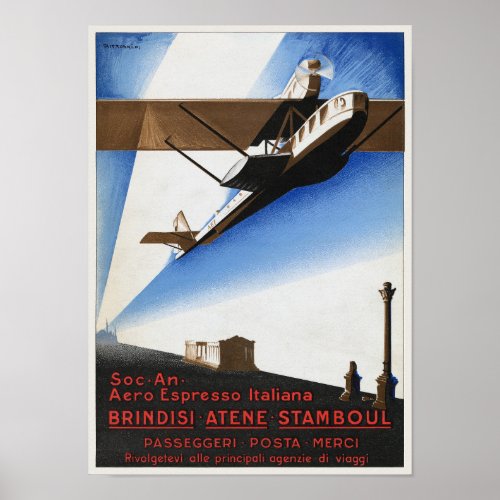 Italy Airline Vintage Poster 1924