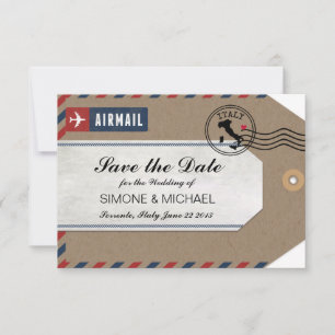 Italy Airmail Luggage Tag Save the Date