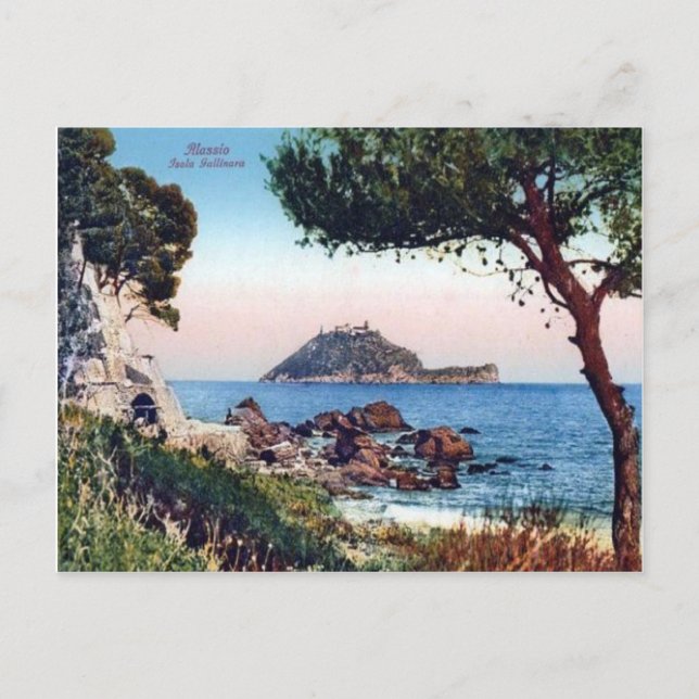Italy,  Alassio, Beach and offshore island Postcard (Front)
