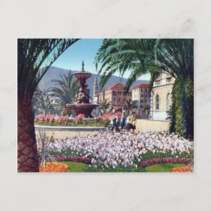 Italy, Alassio, Flowers round the fountain Postcard