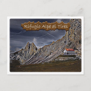 Italy - alpine hut Alpe di Tires - Dolomiti - Postcard
