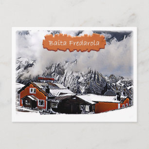 Italy - alpine hut Baita Fredarola - Dolomiti Postcard