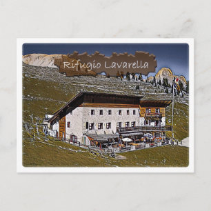 Italy - alpine hut Lavarella - Dolomiti - Postcard