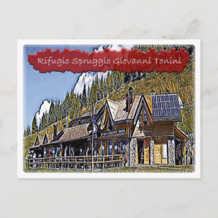 Italy - alpine hut Spruggio - Dolomiti - Postcard