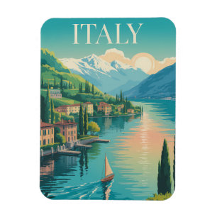 Italy Amalfi Coast Illustration Travel Art Vintage Magnet