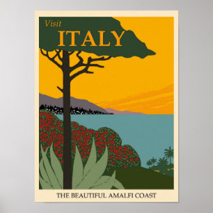Italy Amalfi Coast Vintage Travel Poster