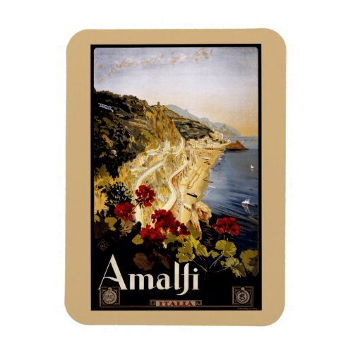 Italy Amalfi Coast Vintage Travel Poster Magnet