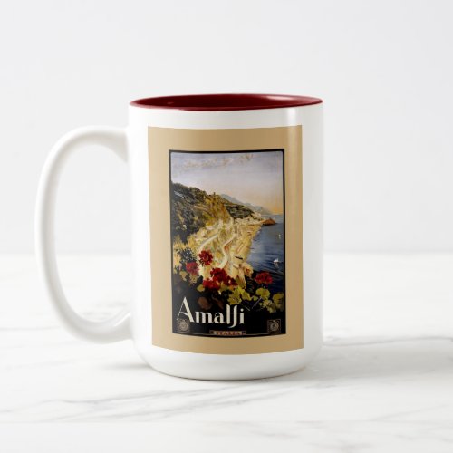 Italy Amalfi Coast Vintage Travel Poster Two_Tone Coffee Mug