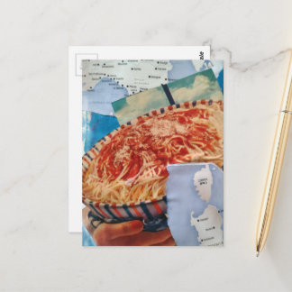 Italy and a Bowl of Yummy Spaghetti Collage Postcard