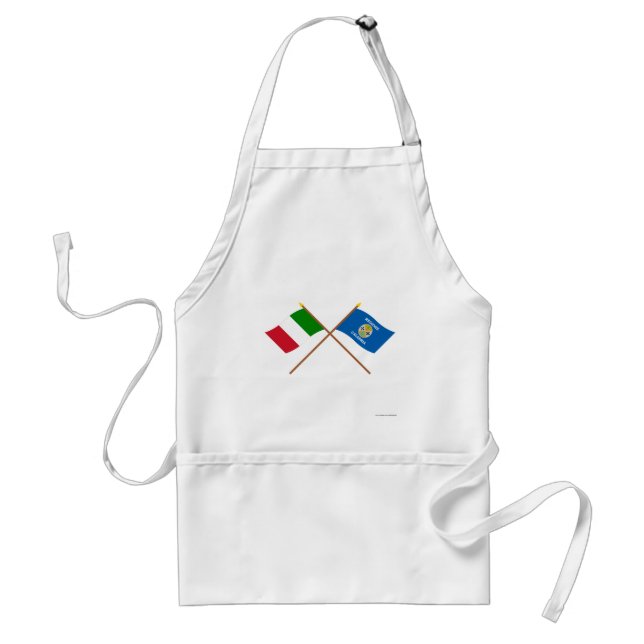 Italy and Calabria crossed flags Adult Apron (Front)