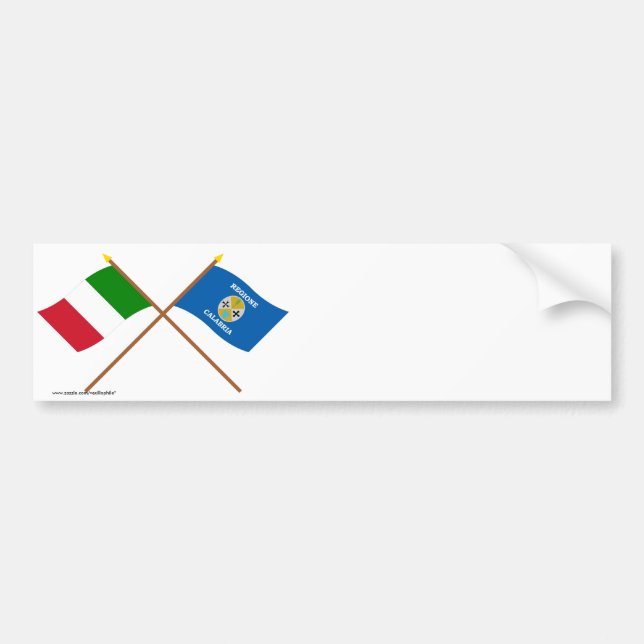 Italy and Calabria crossed flags Bumper Sticker (Front)