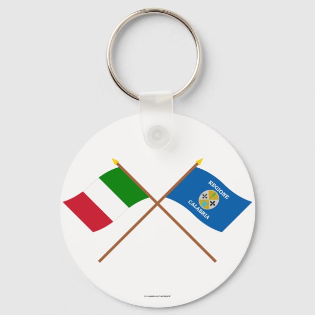 Italy and Calabria crossed flags Keychain (Front)