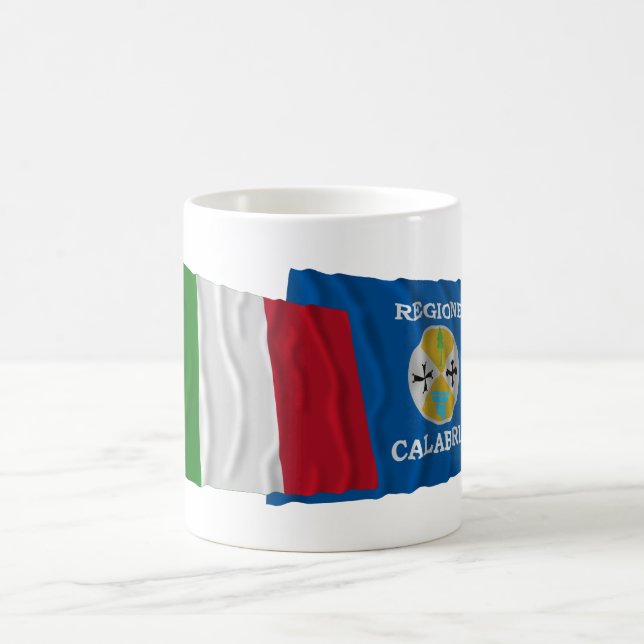 Italy and Calabria waving flags Coffee Mug (Center)
