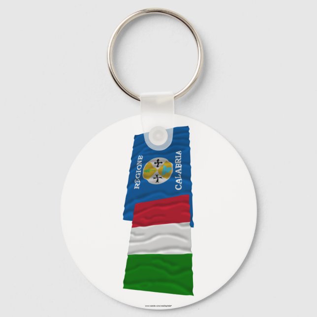 Italy and Calabria waving flags Keychain (Front)