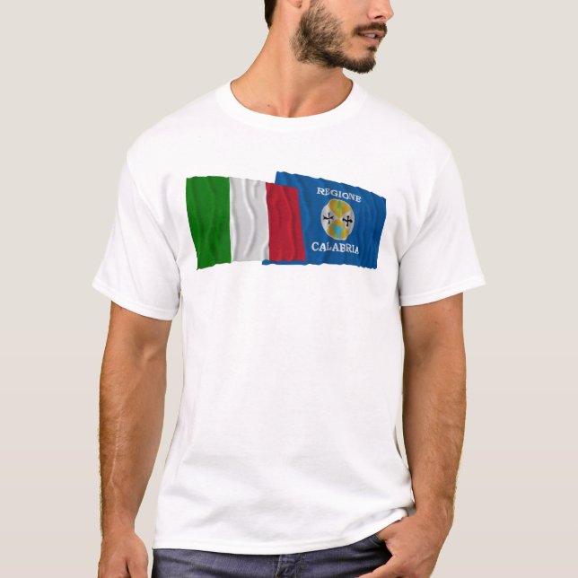 Italy and Calabria waving flags T-Shirt (Front)