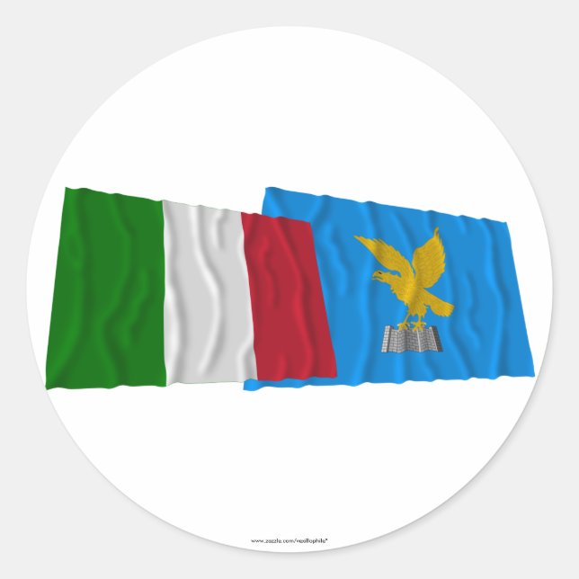 Italy and Friuli-Venezia Giulia waving flags Classic Round Sticker (Front)