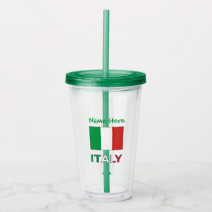 Italy and Italian Flag Green Personalization Acrylic Tumbler