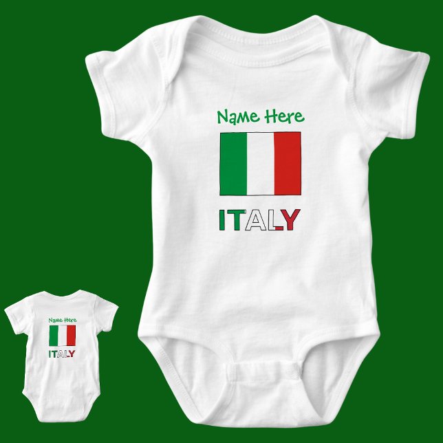 Italy and Italian Flag Green Personalization  Baby Bodysuit (Creator Uploaded)