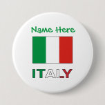 Italy and Italian Flag Green Personalization  Button