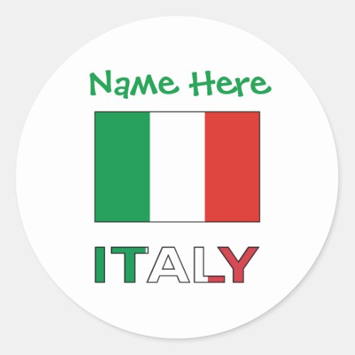 Italy and Italian Flag Green Personalization  Classic Round Sticker