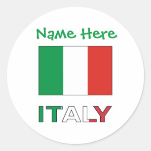 Italy and Italian Flag Green Personalization Classic Round Sticker