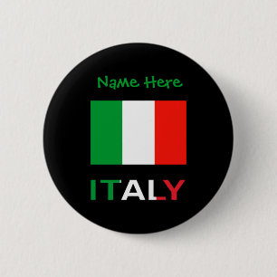Italy And Italian Flag Green Personalization Mens  Button