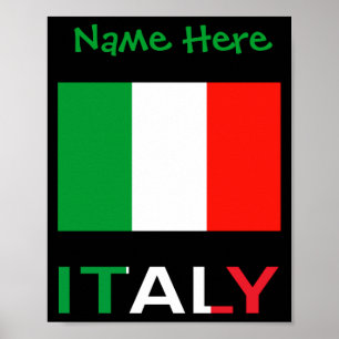 Italy And Italian Flag Green Personalization Mens Poster
