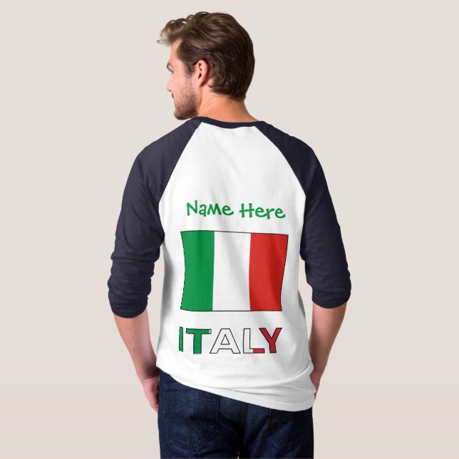 Italy and Italian Flag Green Personalization Men's T-Shirt (Back Full)