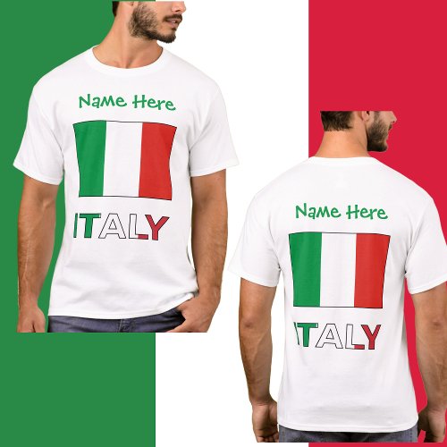 Italy and Italian Flag Green Personalization Mens T_Shirt