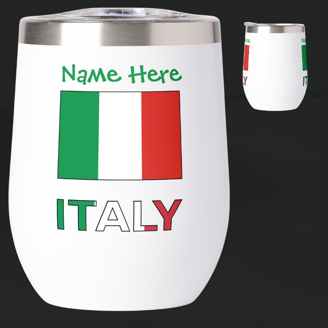 Italy and Italian Flag Green Personalization  Thermal Wine Tumbler (Creator Uploaded)