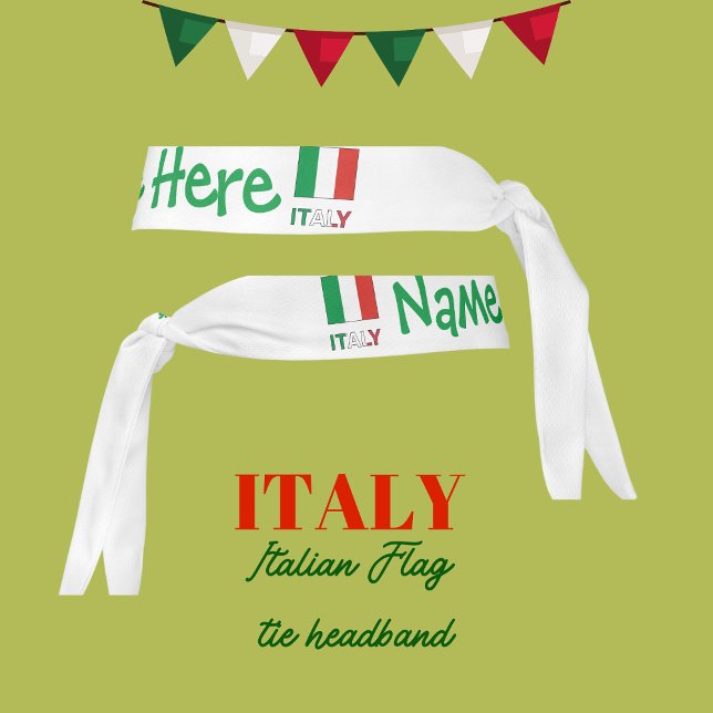 Italy and Italian Flag Green Personalization  Tie Headband (Creator Uploaded)