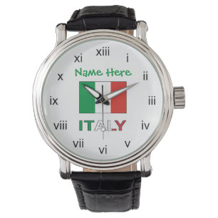 Italy and Italian Flag Green Personalization Watch