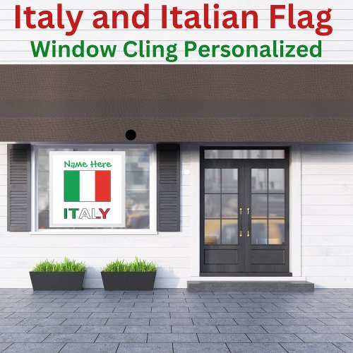 Italy and Italian Flag Green Personalization  Window Cling