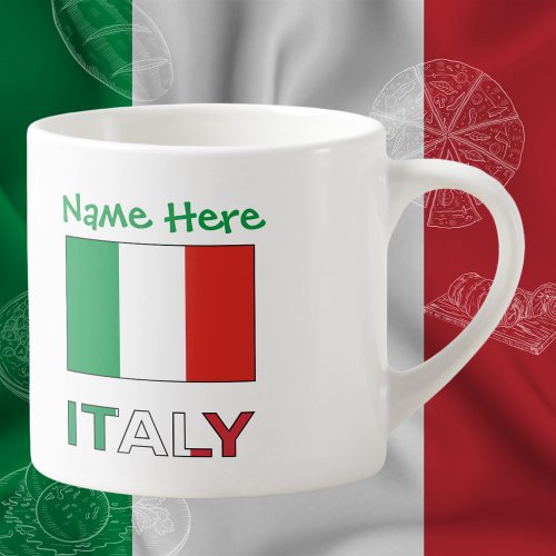 Italy and Italian Flag Green Personalized  Espresso Cup