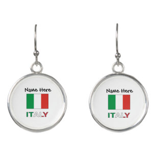 Italy and Italian Flag Personalized Earrings