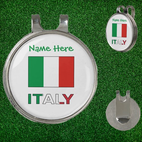 Italy and Italian Flag Personalized  Golf Hat Clip