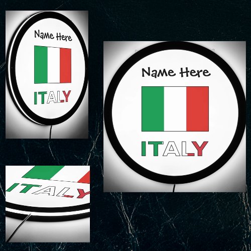 Italy and Italian Flag Personalized  LED Sign