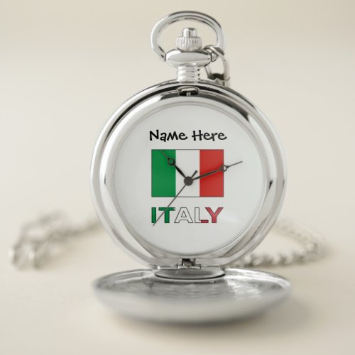 Italy and Italian Flag Personalized  Pocket Watch