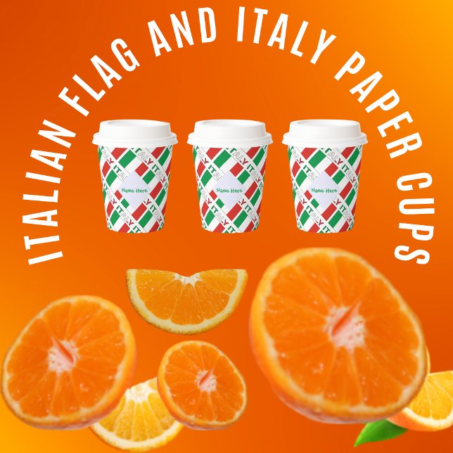 Italy and Italian Flag Tiled Green Personalization Paper Cups (Creator Uploaded)
