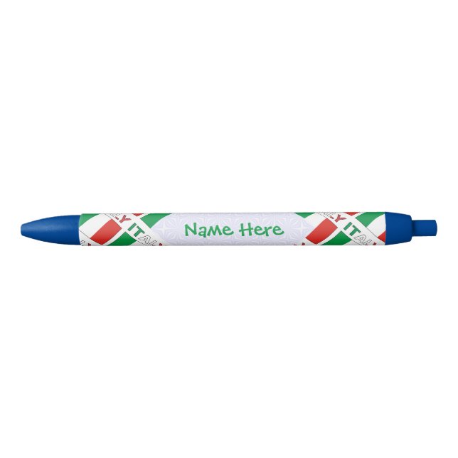 Italy and Italian Flag Tiled Green Personalization Pen (Front)