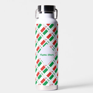 Italy and Italian Flag Tiled Green Personalization Water Bottle
