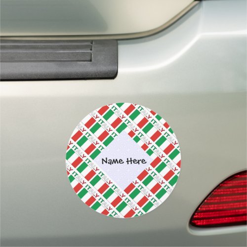 Italy and Italian Flag Tiled with Your Name Car Magnet