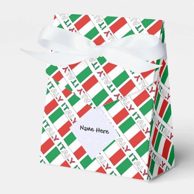 Italy and Italian Flag Tiled with Your Name Favor Boxes (Front Side)