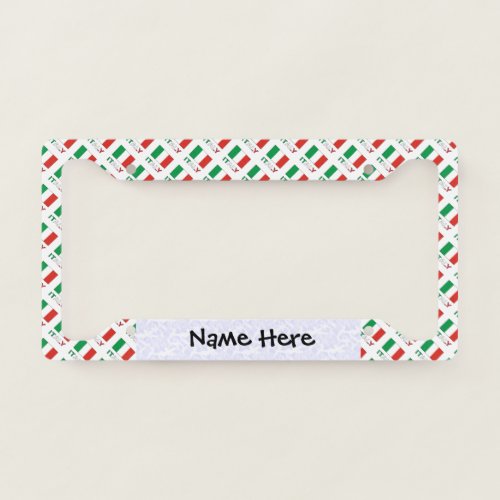 Italy and Italian Flag Tiled with Your Name License Plate Frame