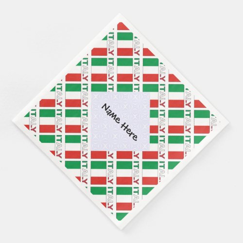 Italy and Italian Flag Tiled with Your Name Paper Dinner Napkins