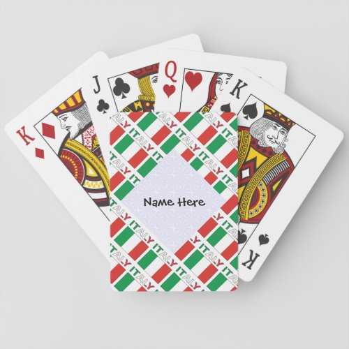 Italy and Italian Flag Tiled with Your Name Poker Cards