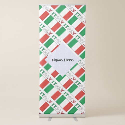 Italy and Italian Flag Tiled with Your Name Retractable Banner